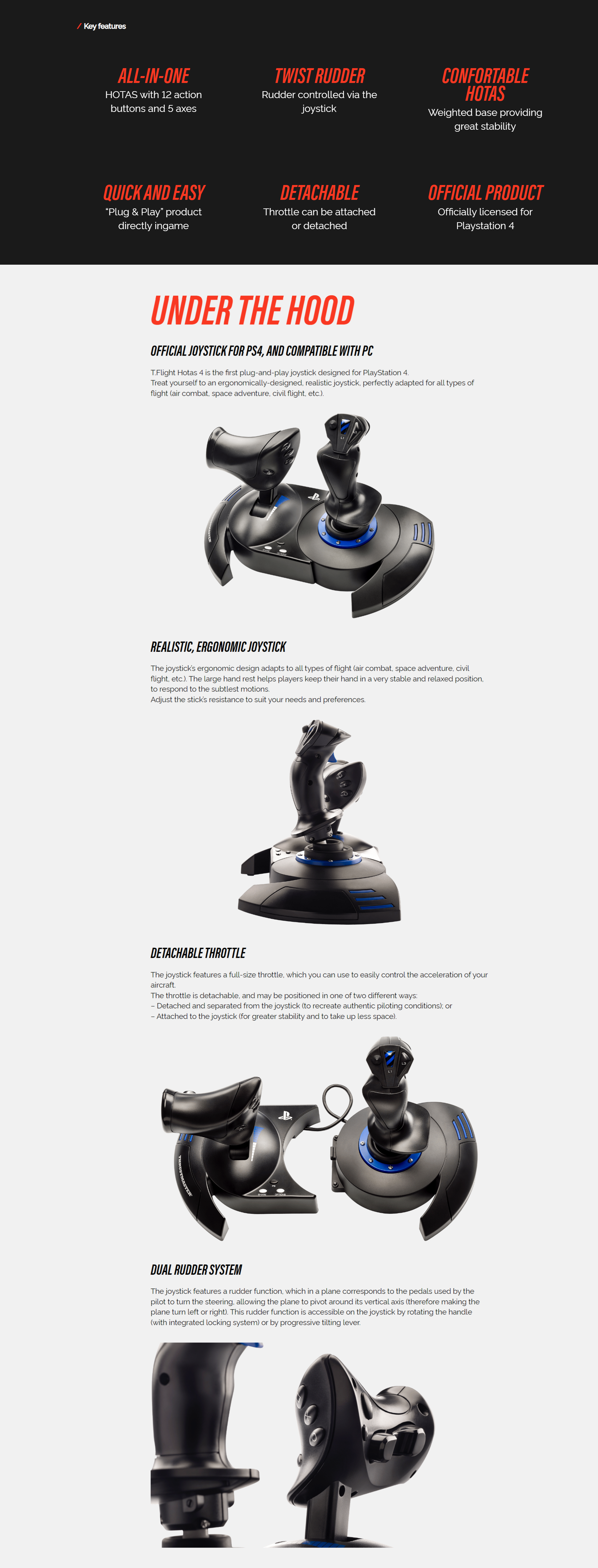 A large marketing image providing additional information about the product Thrustmaster T.Flight HOTAS 4 - Joystick & Throttle for PC / PS4 / PS5 - Additional alt info not provided